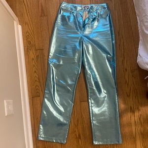 Amy Lynn blue metallic pants in medium